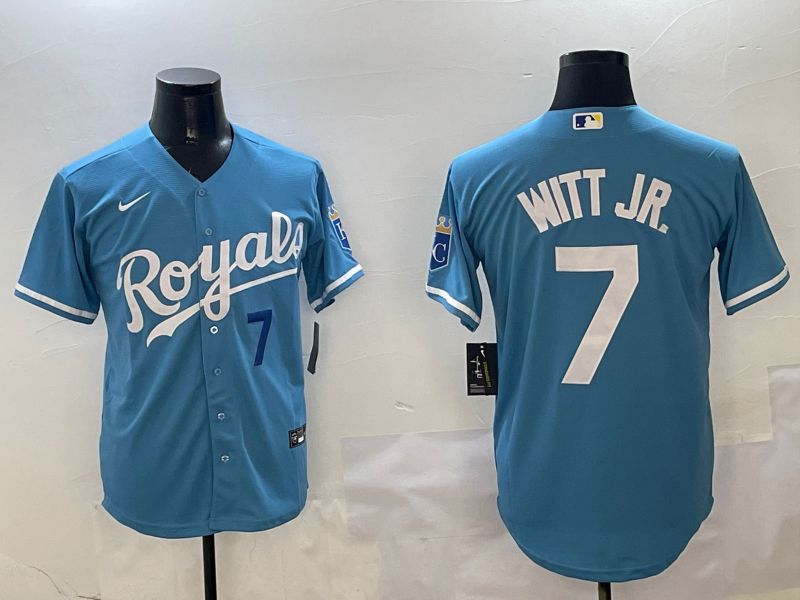 Men Kansas City Royals #7 Witt jr Light Blue Game 2025 Nike MLB Jersey style 2->kansas city royals->MLB Jersey